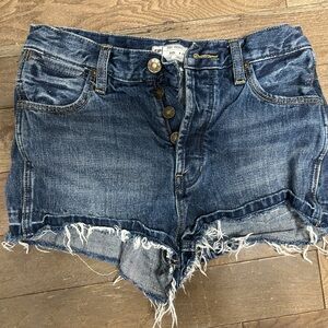 Free People Dark Blue Denim Shorts